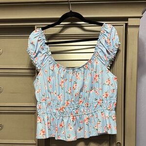 ARULA Light Blue Floral Blouse